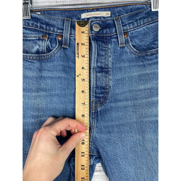 Levi’s Premium Wedgie Straight Jeans size 29 29x28 Stretch High Rise Button Fly - Picture 4 of 11